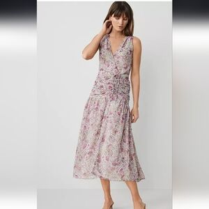 Ann Taylor Floral Ruched Flare Dress 14